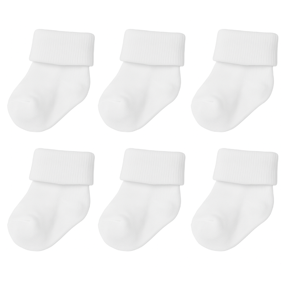 Baby Essentials: White Socks 6-Pack – Soft & Cozy