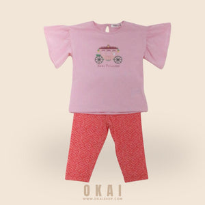 Baby Girls' Ruffle Sleeve Top and Patterned Leggings Set