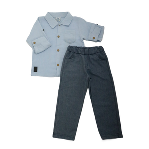 Toddler Boys' Button-Down Shirt and Pants Set