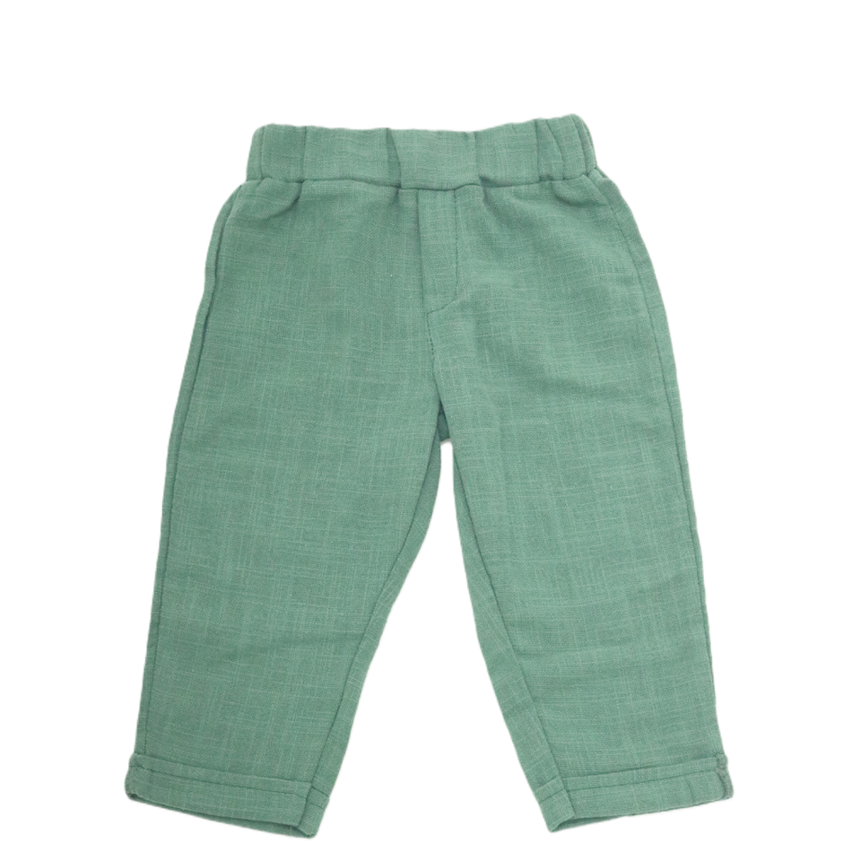 Baby Boy's White Dinosaur Print Shirt and Dark Pants Outfit
