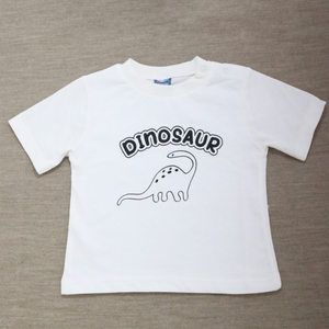 Baby Boy's White Dinosaur Print Shirt and Dark Pants Outfit