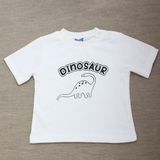 Baby Boy's White Dinosaur Print Shirt and Dark Pants Outfit