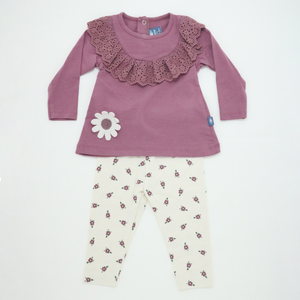Mauve Floral Detail Baby Outfit