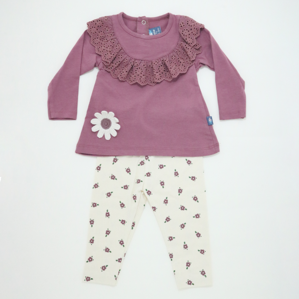 Mauve Floral Detail Baby Outfit