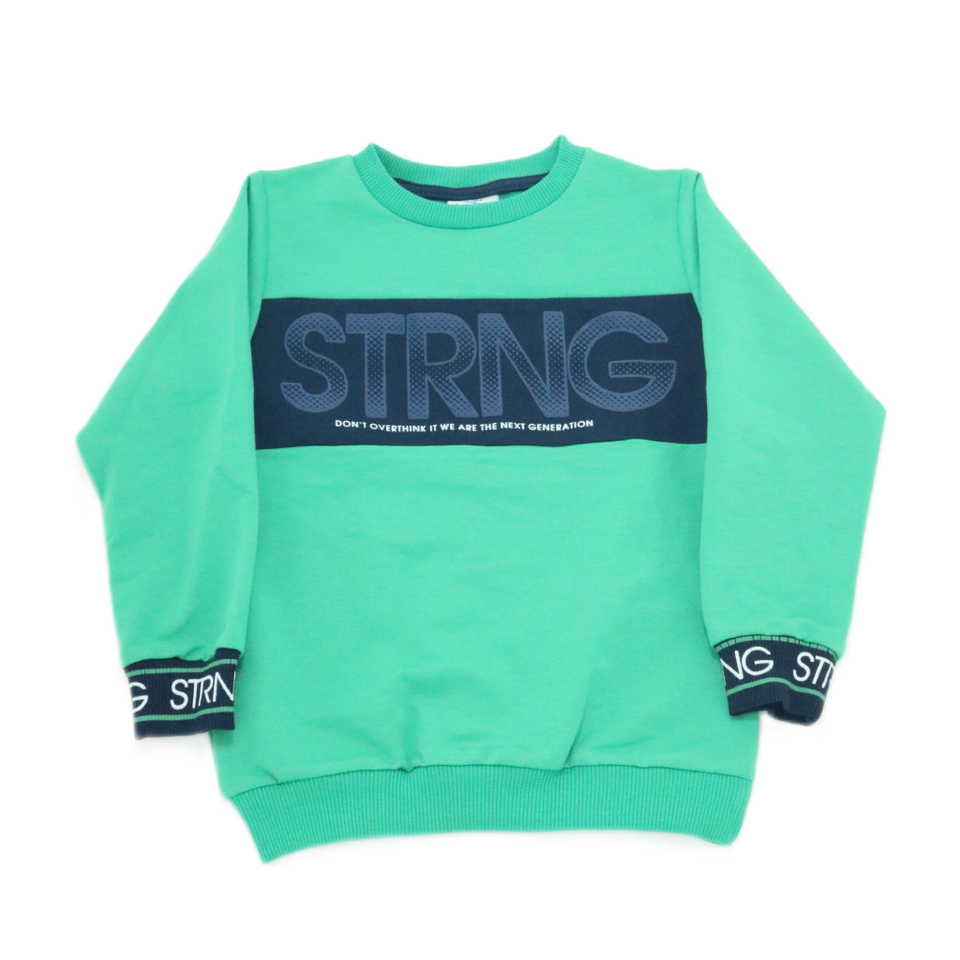 Boy's Green "STRNG" T-Shirt and Shorts Set