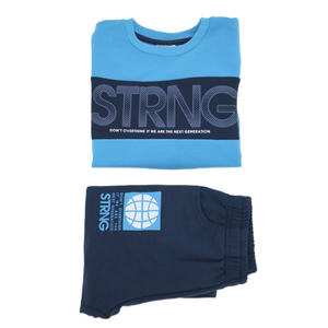 Boy's Blue "STRNG" T-Shirt and Shorts Set