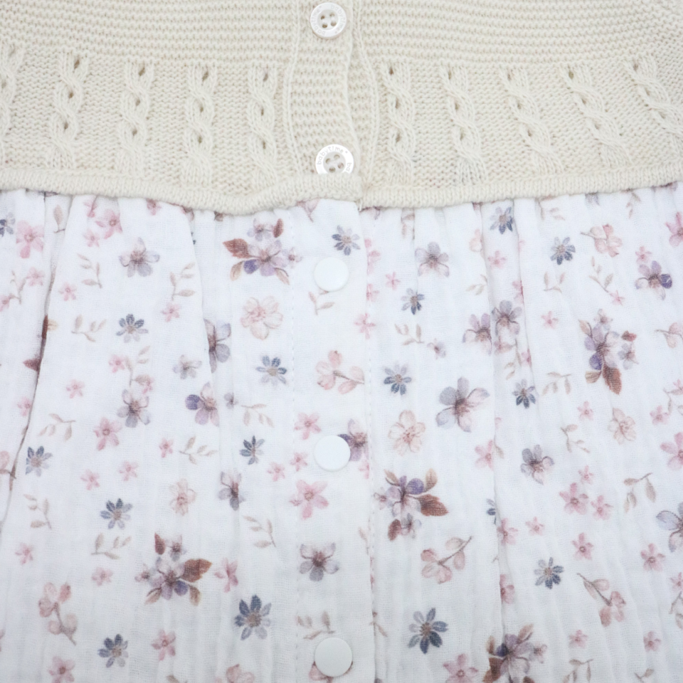 Baby Dress Floral Linen , long sleeve