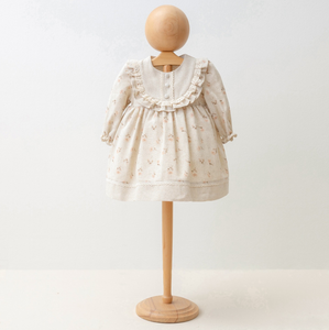 Baby Dress long sleeves and delicate lace trim at the collar