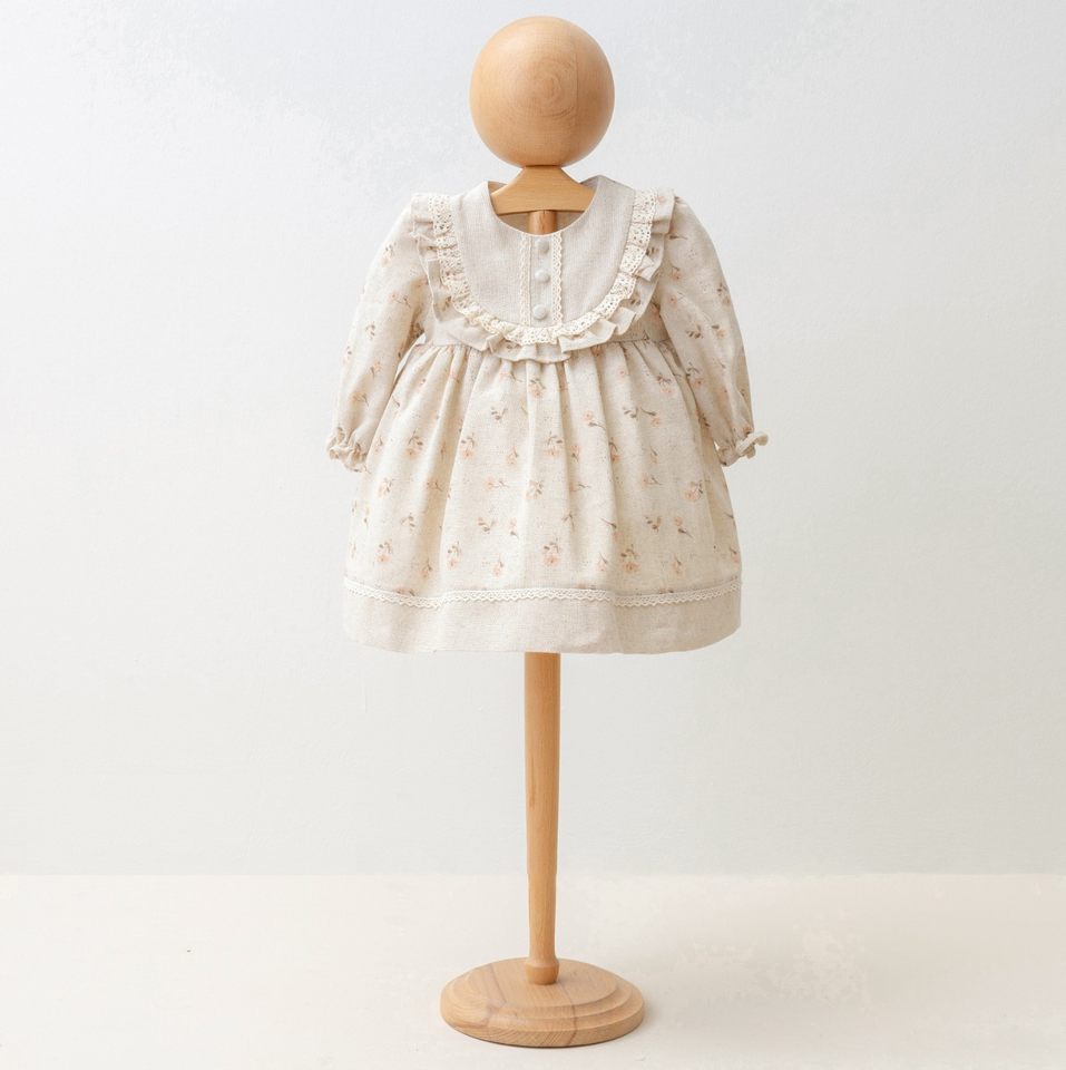 Baby Dress long sleeves and delicate lace trim at the collar