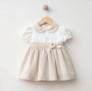 Baby Dress with rounded collar and short sleeves