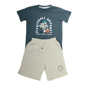 Sporty Tee & Cream Shorts Set