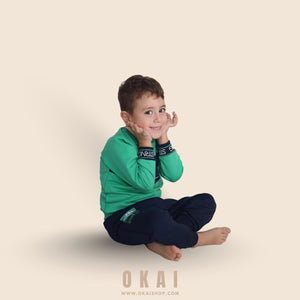 Boy's Green "STRNG" T-Shirt and Shorts Set