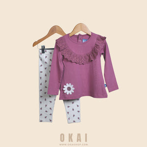Mauve Floral Detail Baby Outfit