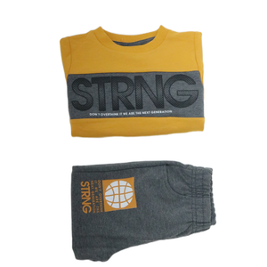 Boy's Yellow "STRNG" T-Shirt and Shorts Set
