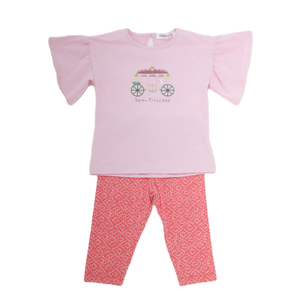 Baby Girls' Ruffle Sleeve Top and Patterned Leggings Set