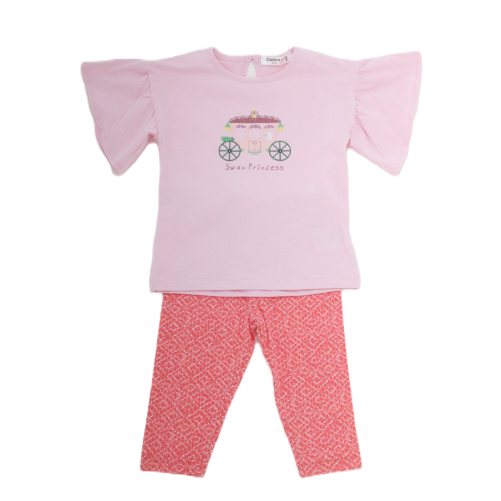 Baby Girls' Ruffle Sleeve Top and Patterned Leggings Set