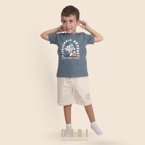 Sporty Tee & Cream Shorts Set